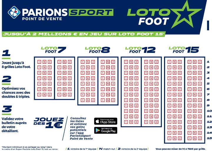 remplir bulletin loto foot point de vente